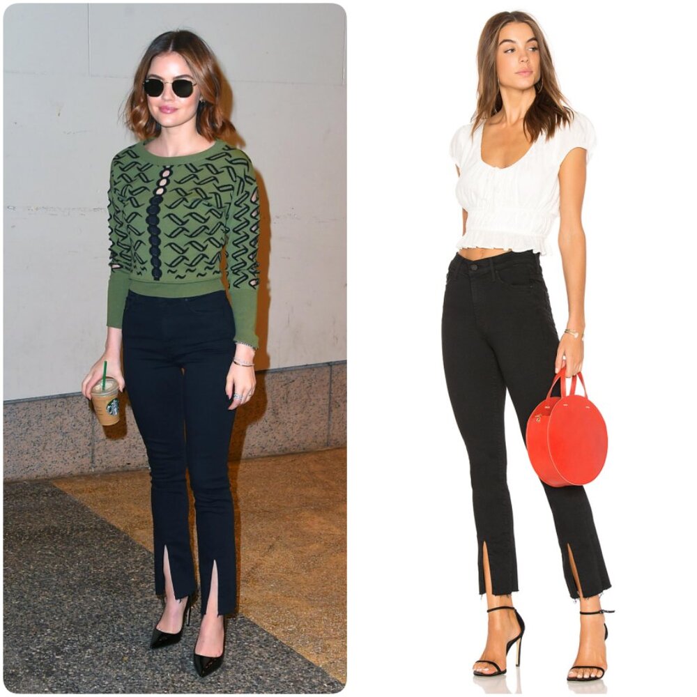 NWT Mother The Insider Slit Ankle Fray in Not Guilty (Black) ASO Lucy Hale 26,27